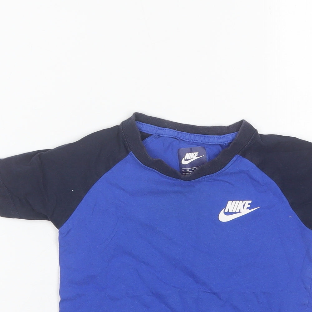Nike Boys Blue  Cotton Basic T-Shirt Size 3-4 Years Round Neck