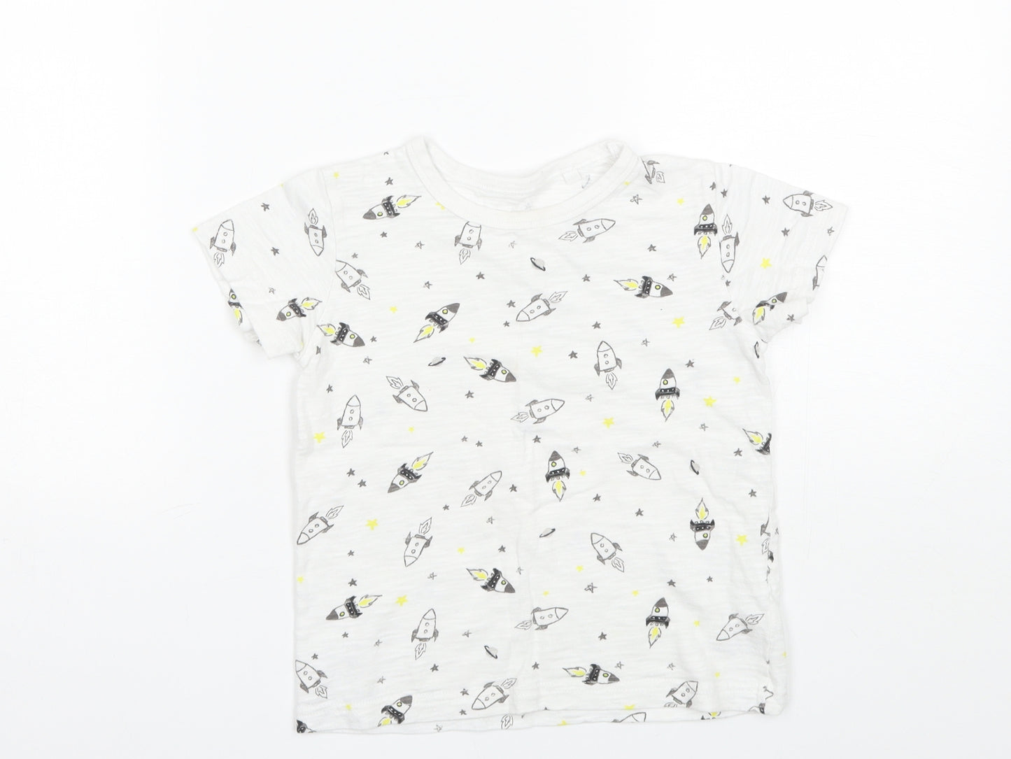 NEXT Boys White  Cotton Basic T-Shirt Size 3-4 Years Round Neck
