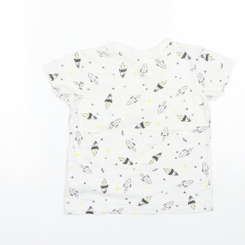 NEXT Boys White  Cotton Basic T-Shirt Size 3-4 Years Round Neck