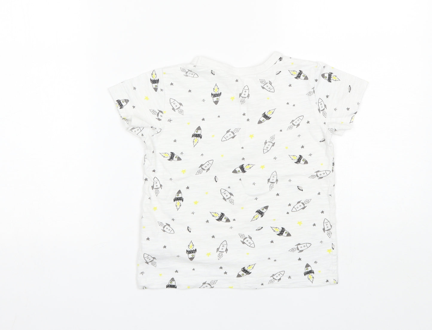 NEXT Boys White  Cotton Basic T-Shirt Size 3-4 Years Round Neck