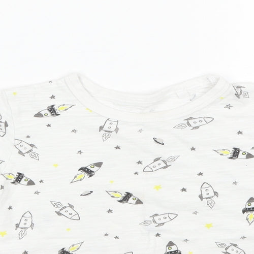 NEXT Boys White  Cotton Basic T-Shirt Size 3-4 Years Round Neck