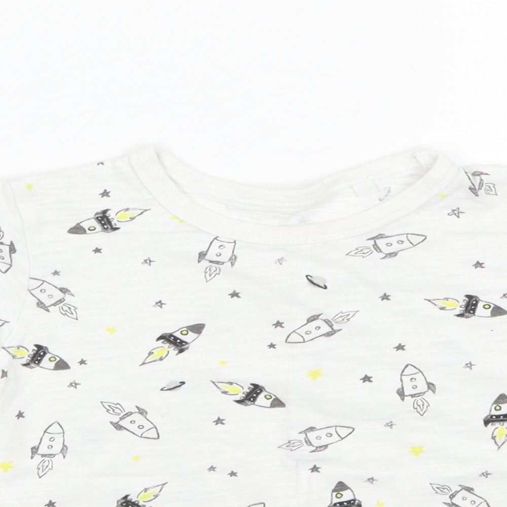 NEXT Boys White  Cotton Basic T-Shirt Size 3-4 Years Round Neck