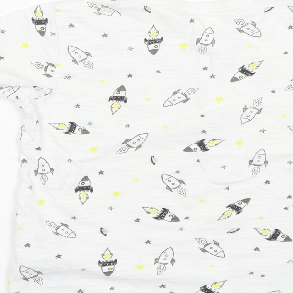 NEXT Boys White  Cotton Basic T-Shirt Size 3-4 Years Round Neck