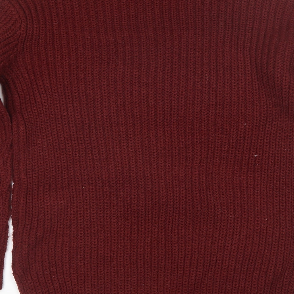 Papaya Womens Red Round Neck  Acrylic Pullover Jumper Size M