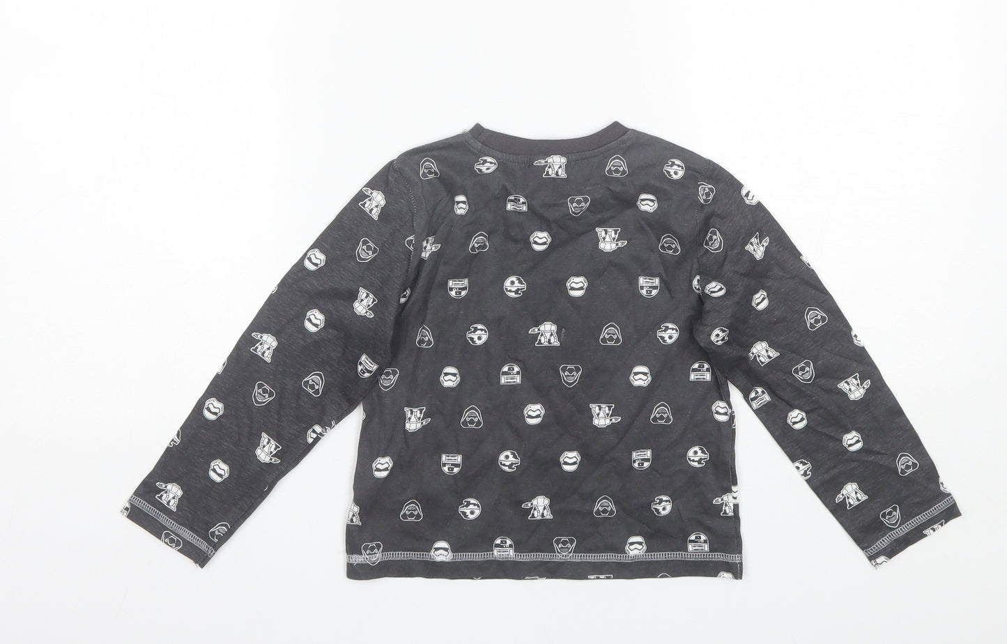 Primark Boys Grey  Cotton Basic T-Shirt Size 2-3 Years Round Neck  - Star wars