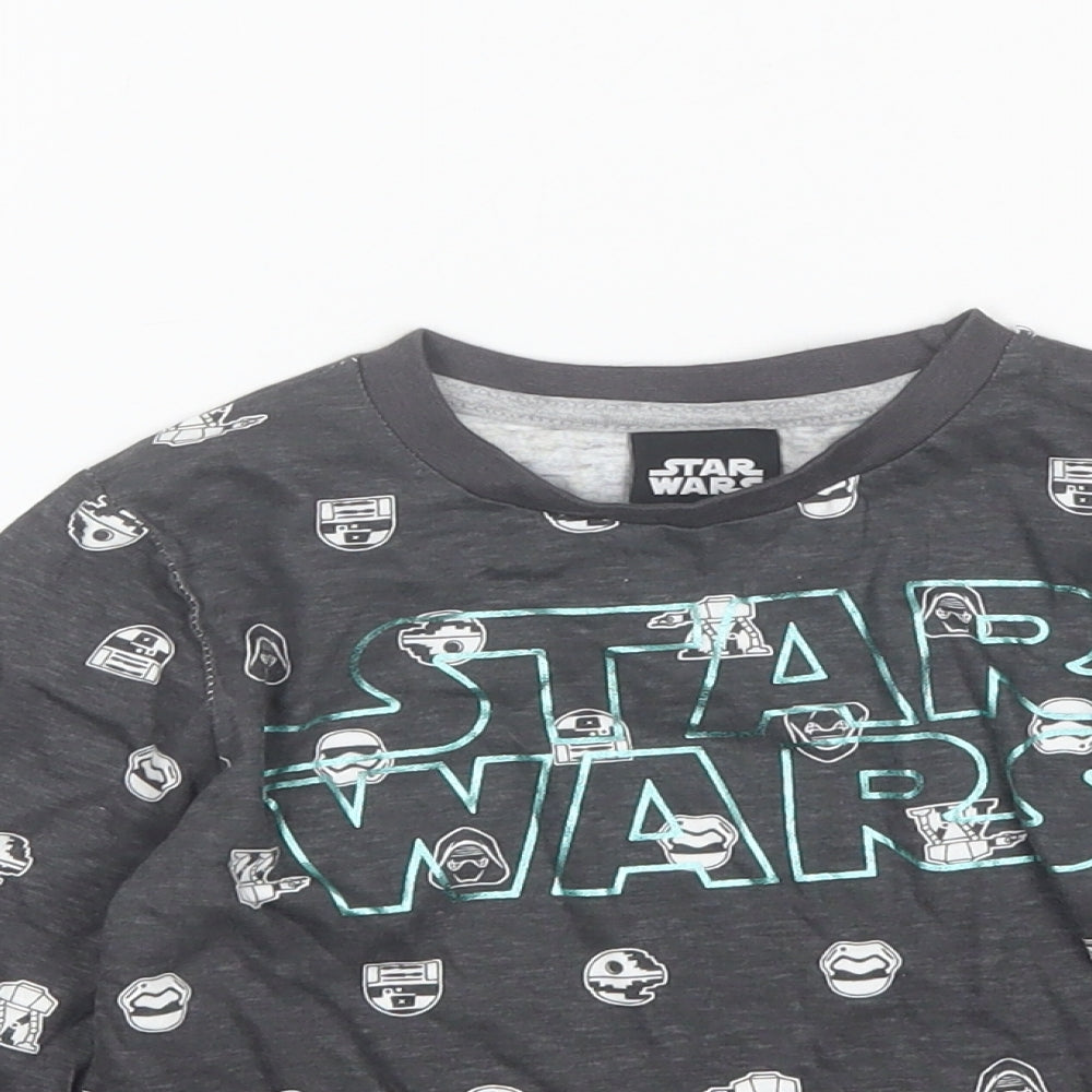 Primark Boys Grey  Cotton Basic T-Shirt Size 2-3 Years Round Neck  - Star wars