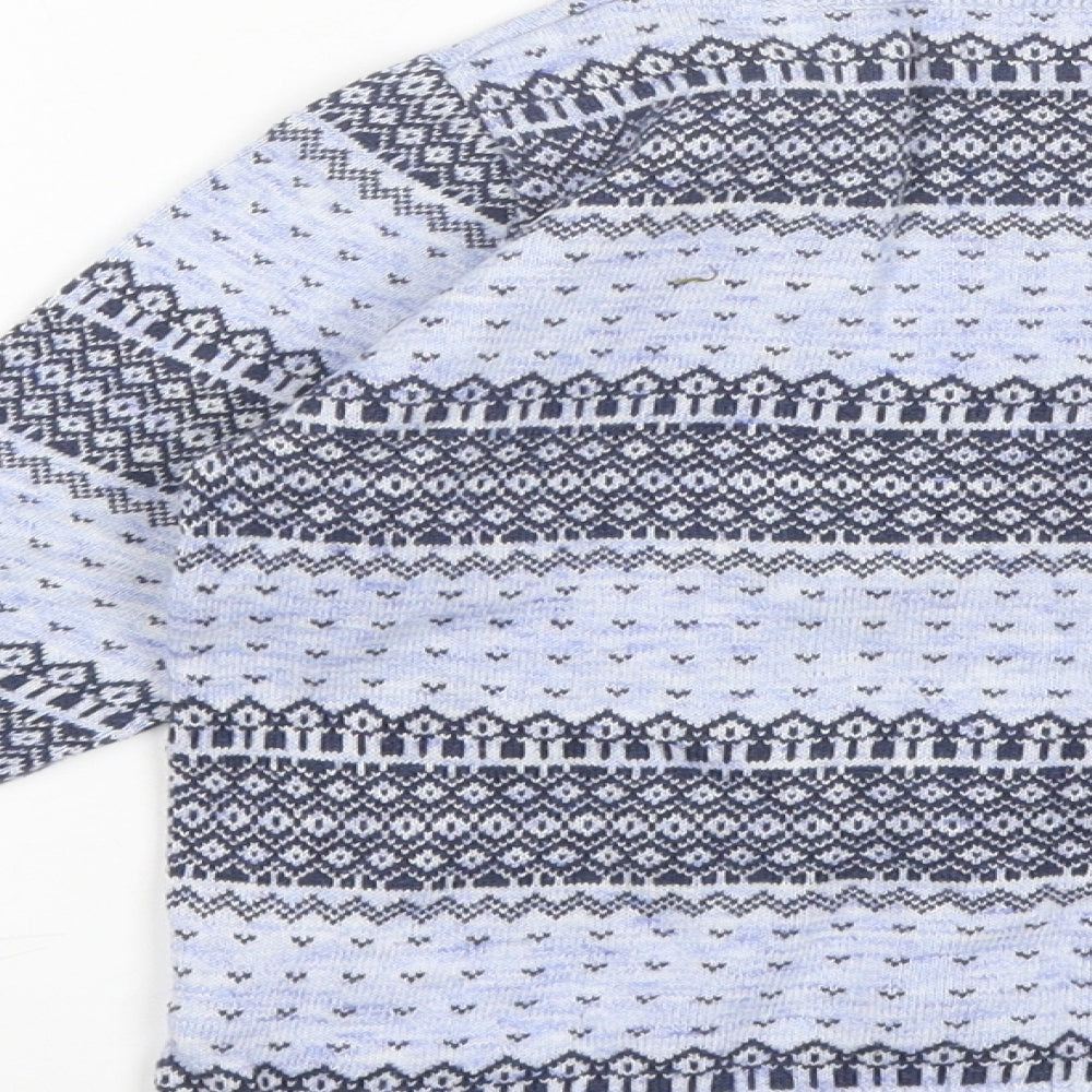 NEXT Boys Blue Round Neck Fair Isle Cotton Pullover Jumper Size 4-5 Years