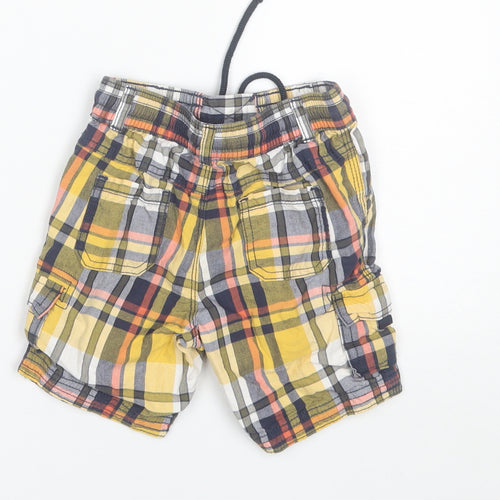 George Boys Yellow Plaid Cotton Cargo Shorts Size 3-4 Years  Regular