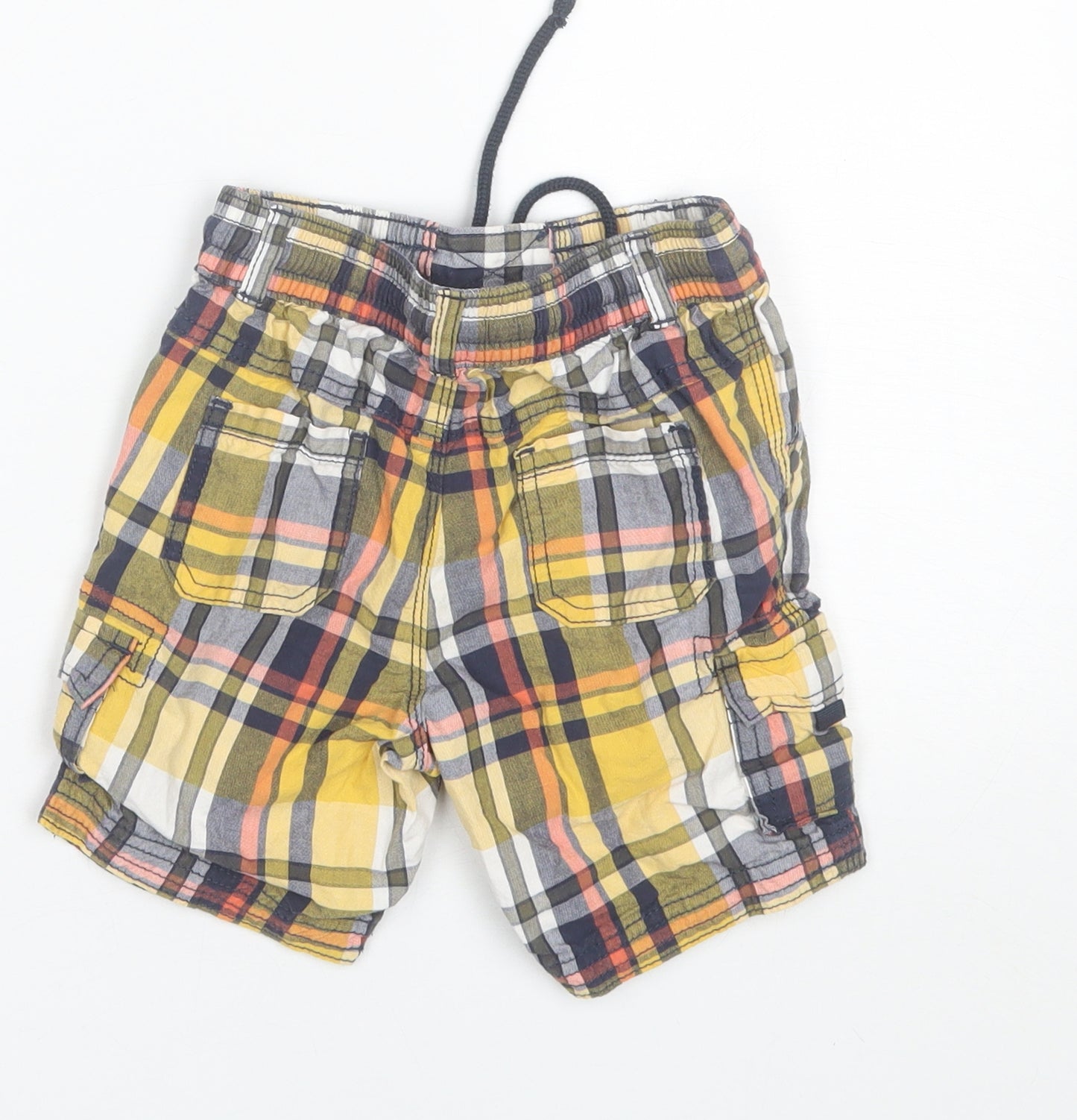 George Boys Yellow Plaid Cotton Cargo Shorts Size 3-4 Years  Regular