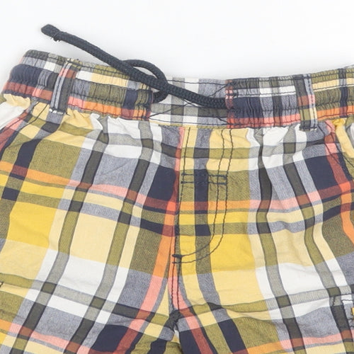 George Boys Yellow Plaid Cotton Cargo Shorts Size 3-4 Years  Regular