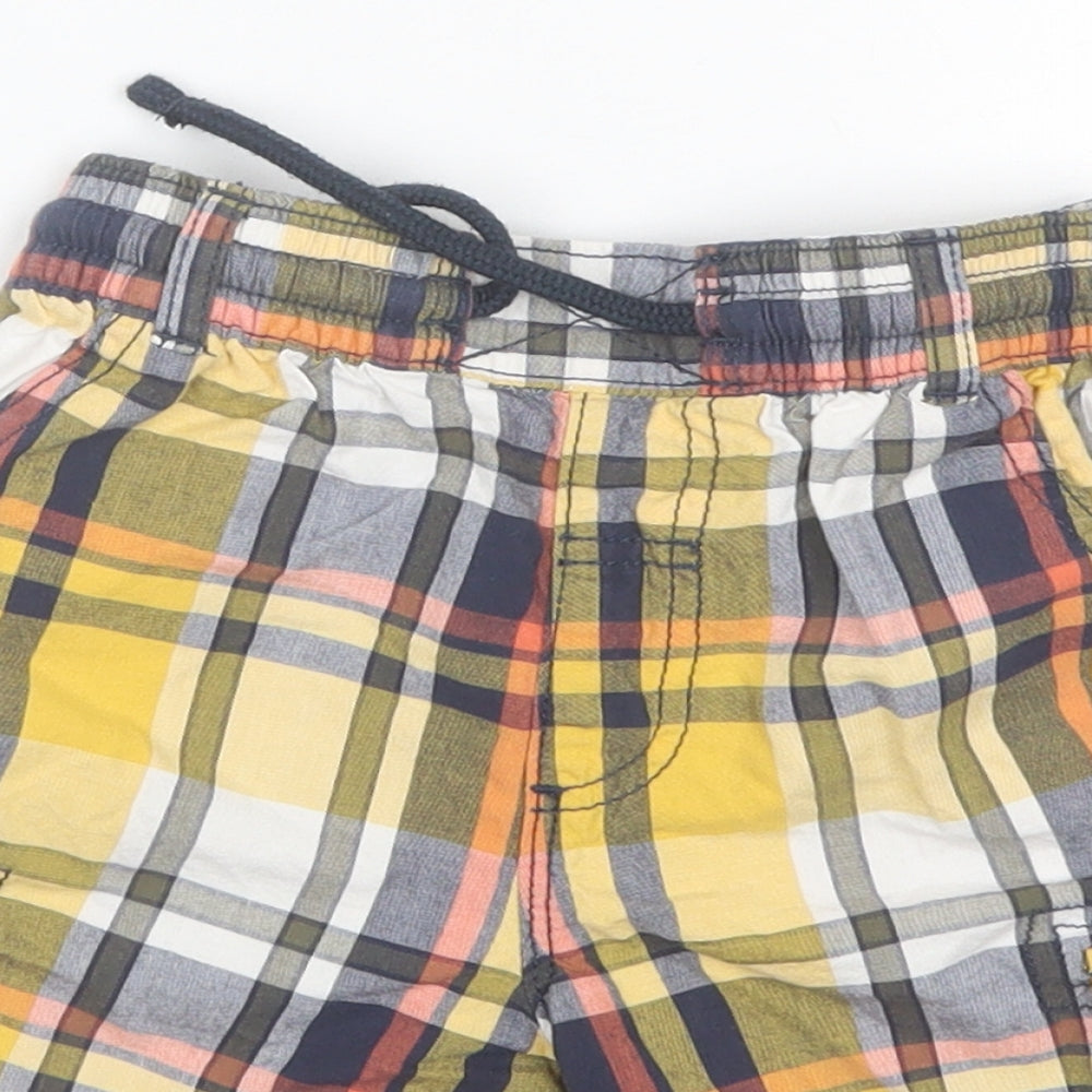 George Boys Yellow Plaid Cotton Cargo Shorts Size 3-4 Years  Regular