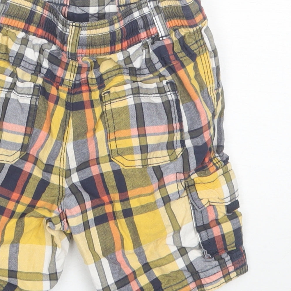 George Boys Yellow Plaid Cotton Cargo Shorts Size 3-4 Years  Regular