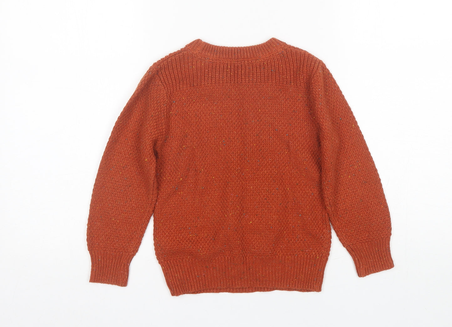 NEXT Boys Orange Round Neck  Acrylic Pullover Jumper Size 3-4 Years