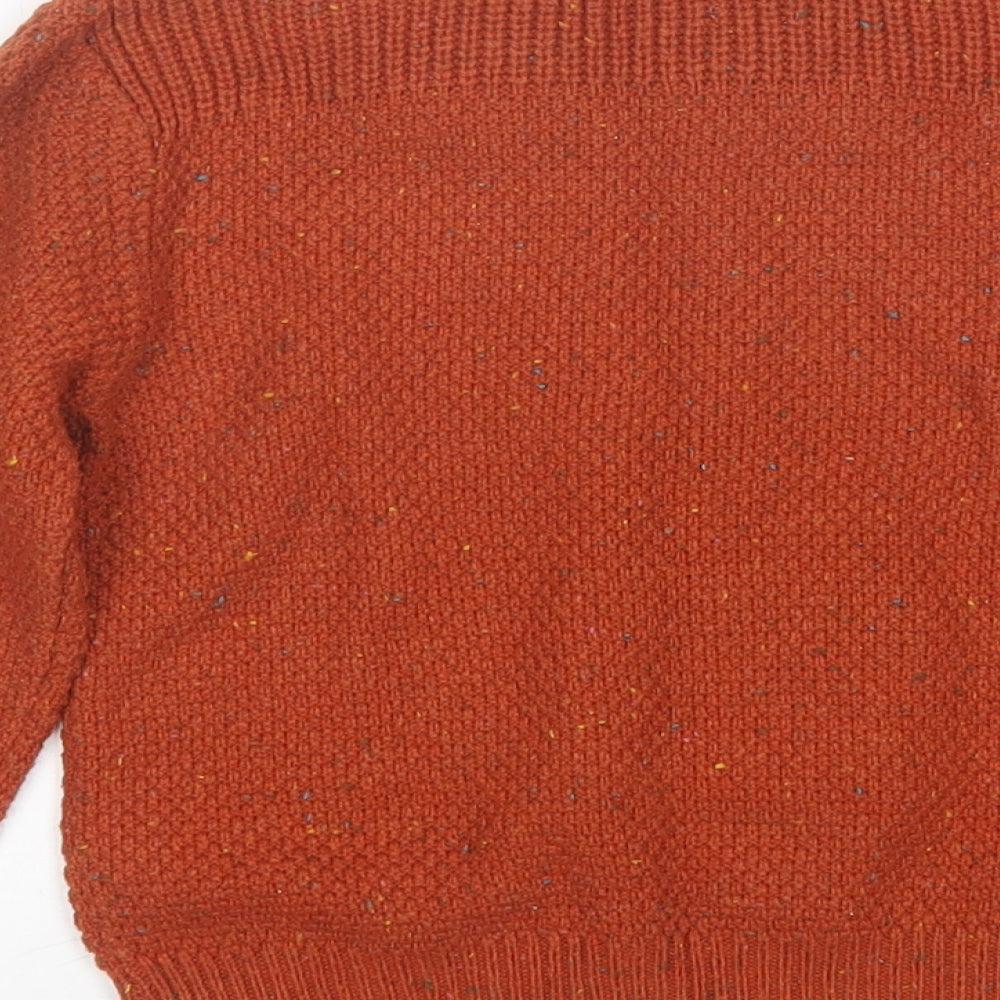 NEXT Boys Orange Round Neck  Acrylic Pullover Jumper Size 3-4 Years