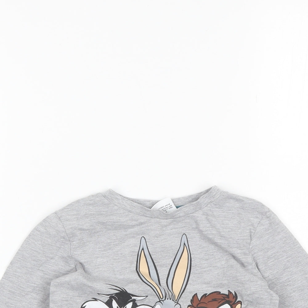 George Boys Grey  Cotton Basic T-Shirt Size 2-3 Years Round Neck
