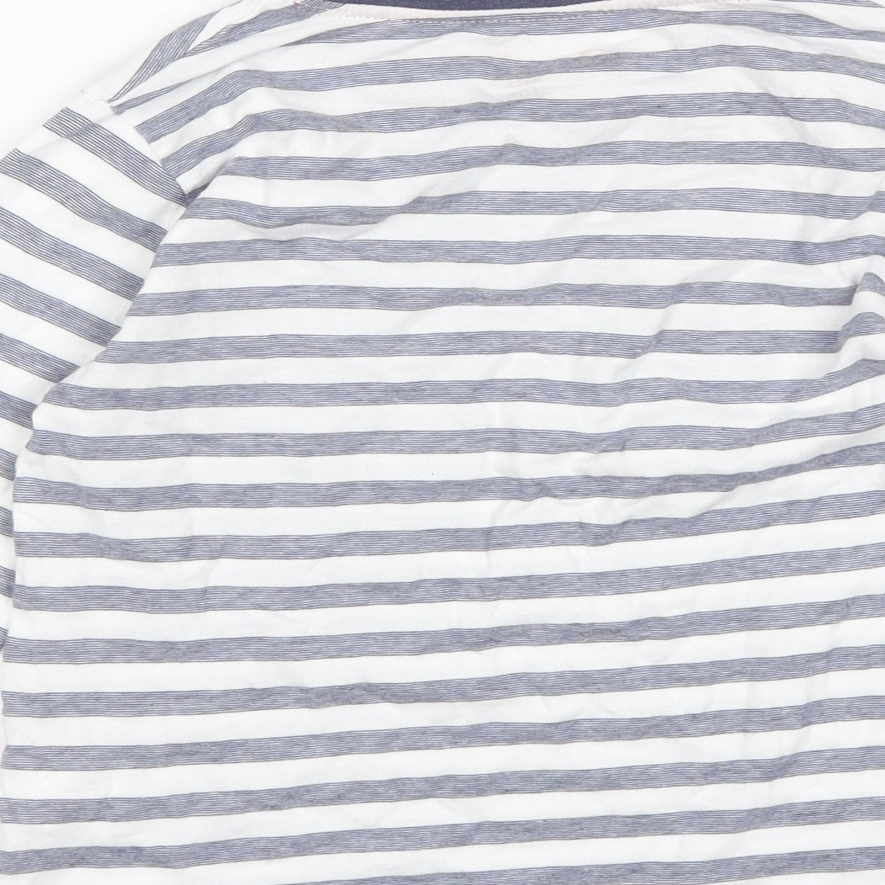Primark Boys Blue Striped Cotton Basic T-Shirt Size 7-8 Years Round Neck