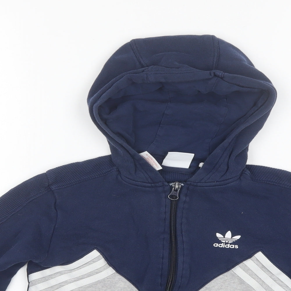 adidas Boys Blue  Cotton Full Zip Hoodie Size 7-8 Years