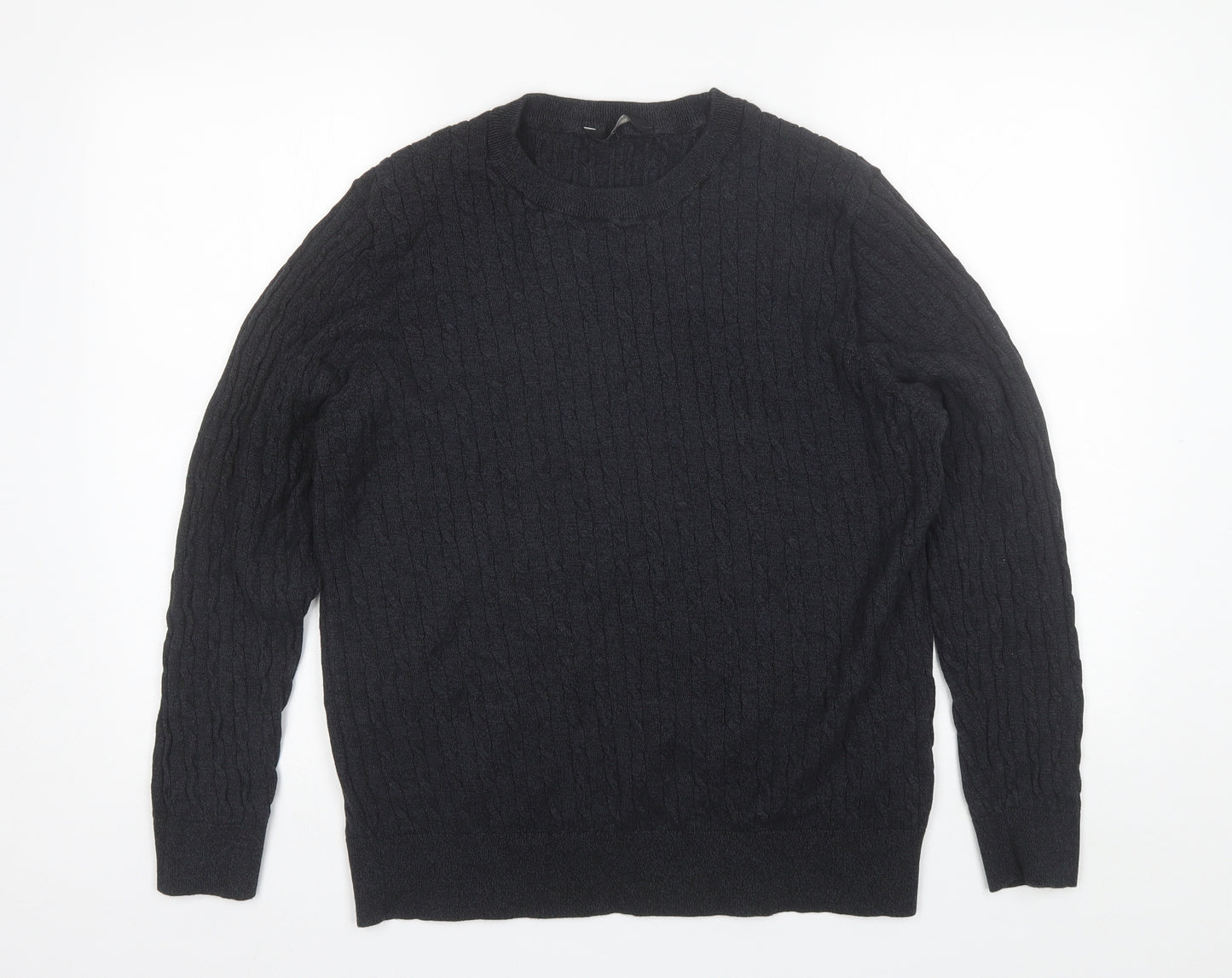 George Mens Black Round Neck  Cotton Pullover Jumper Size XL