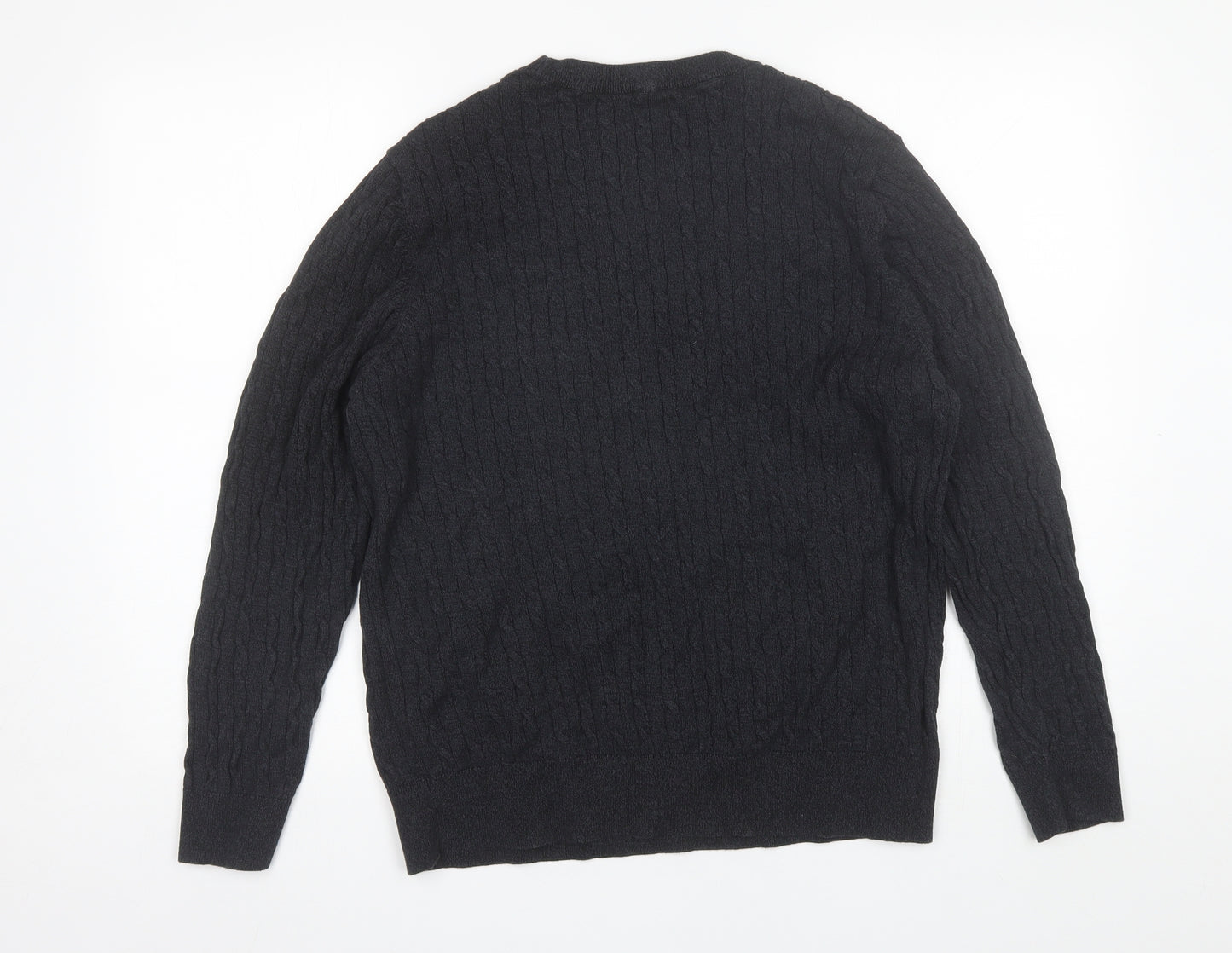 George Mens Black Round Neck  Cotton Pullover Jumper Size XL