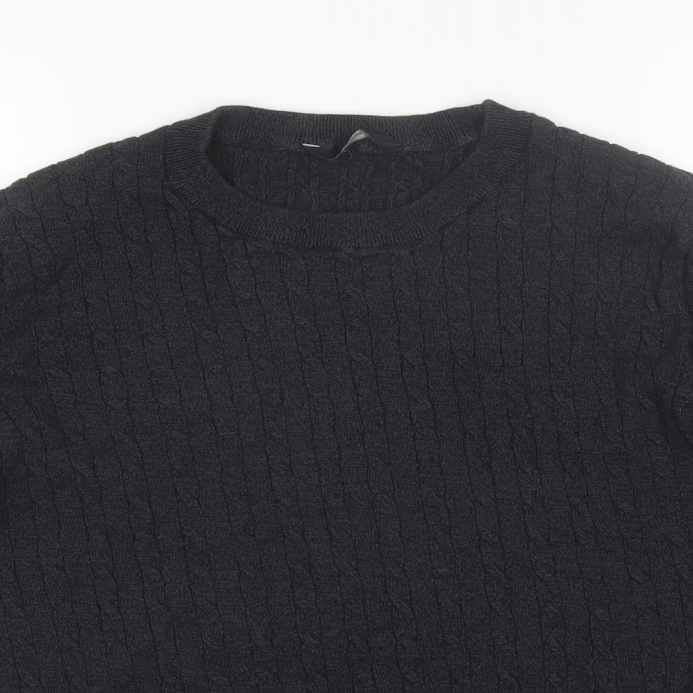 George Mens Black Round Neck  Cotton Pullover Jumper Size XL