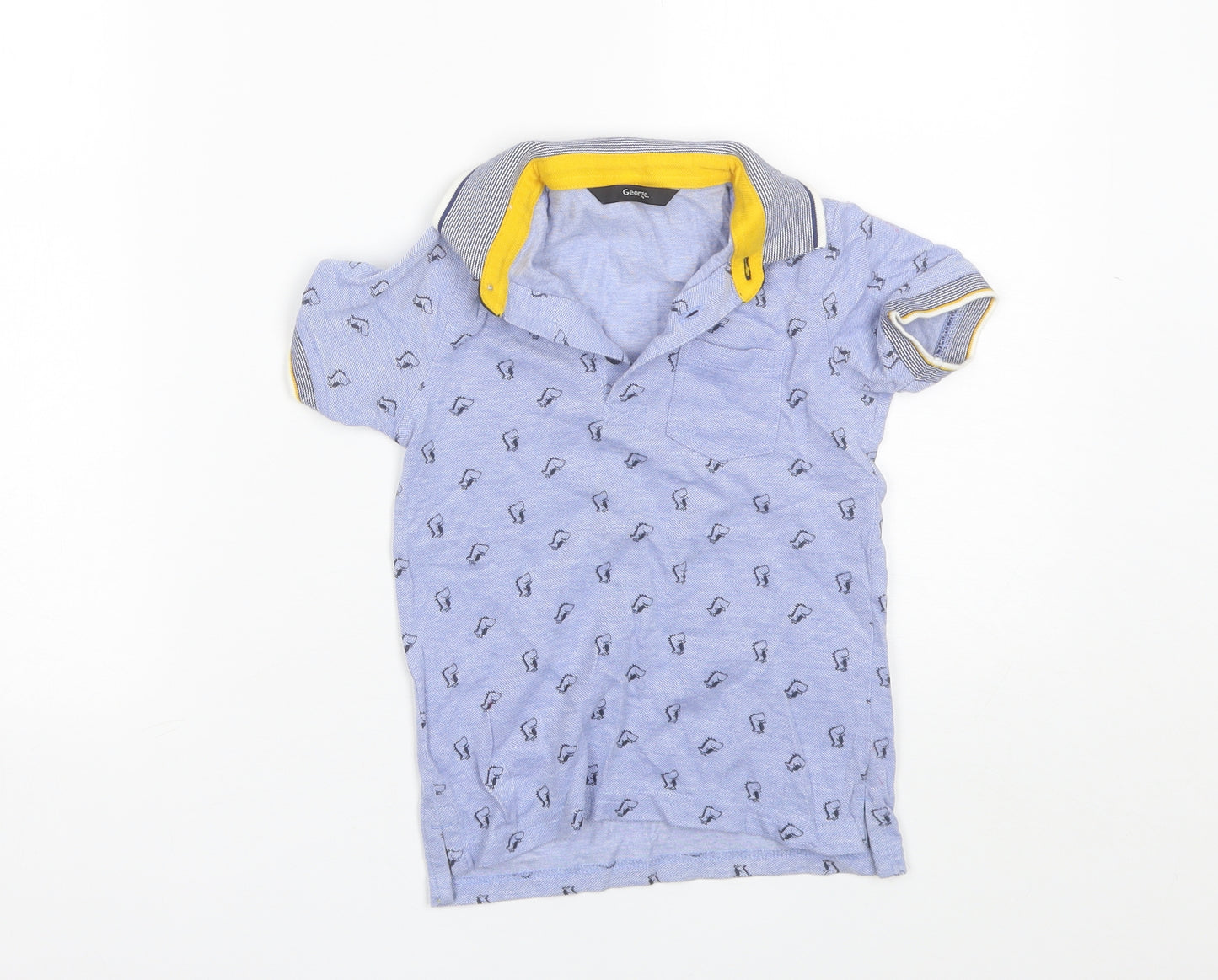 George Boys Blue  Cotton Basic Polo Size 3-4 Years Collared