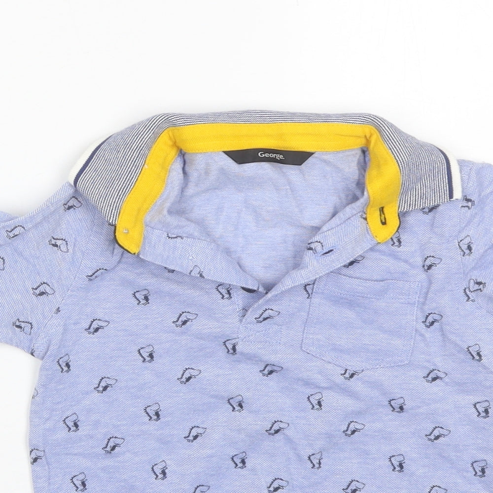 George Boys Blue  Cotton Basic Polo Size 3-4 Years Collared