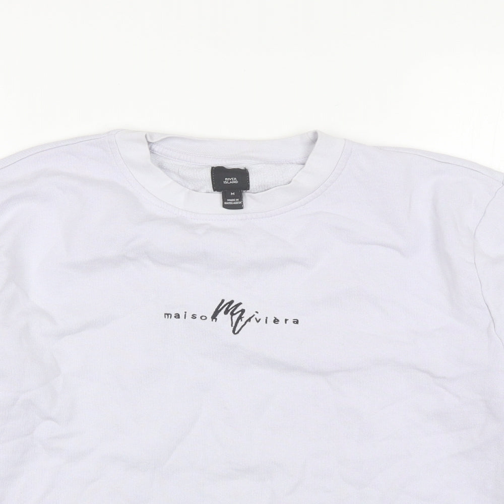 River Island Womens Blue Round Neck  Cotton Pullover Jumper Size M