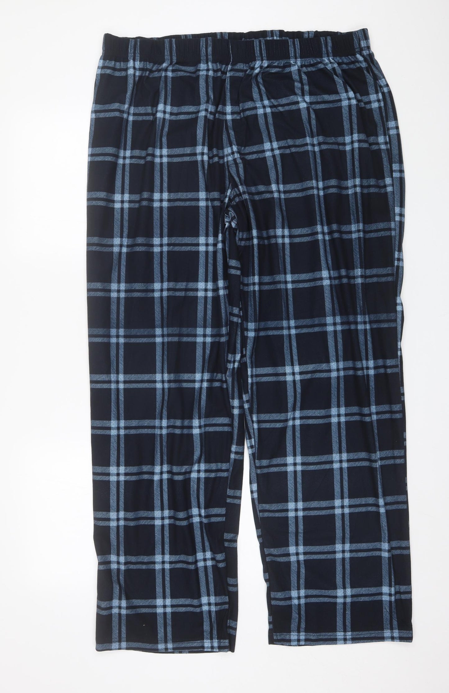 F&F Mens Blue Plaid Polyester  Pyjama Pants Size 2XL