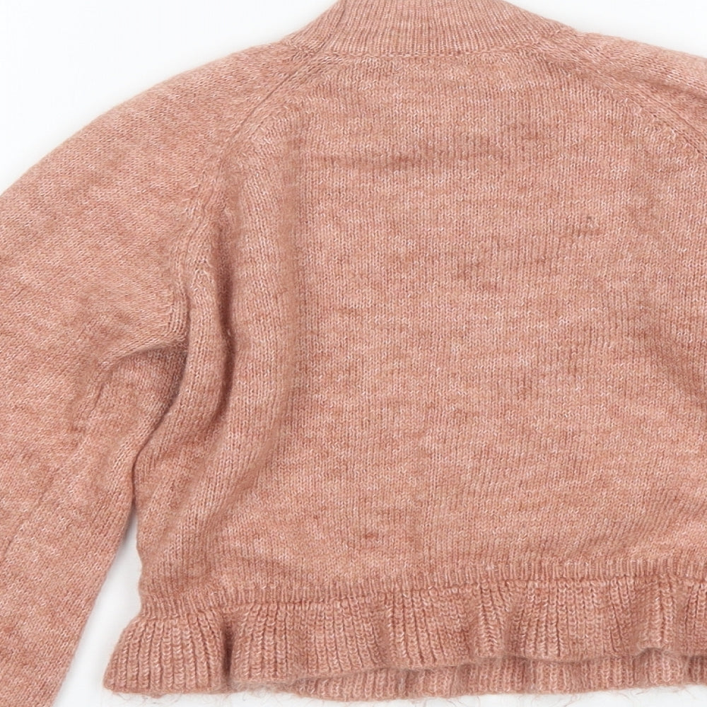 NEXT Girls Pink Round Neck  Acrylic Pullover Jumper Size 8 Years