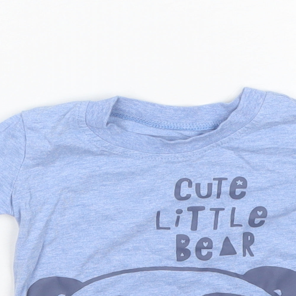 George Baby Blue  Cotton Basic T-Shirt Size 3-6 Months Round Neck