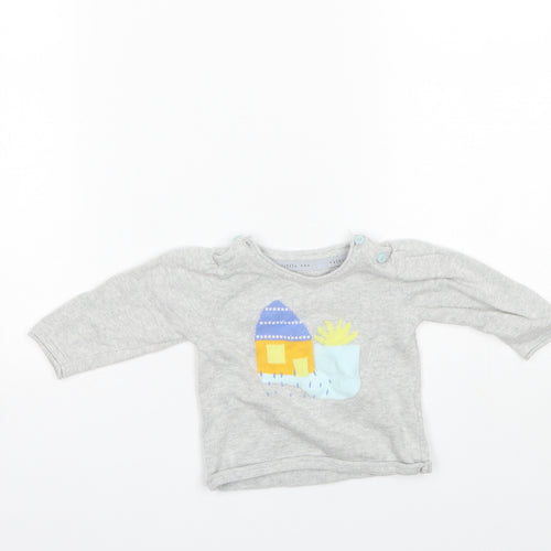 Marks and Spencer Baby Grey  Cotton Pullover Jumper Size 6-9 Months