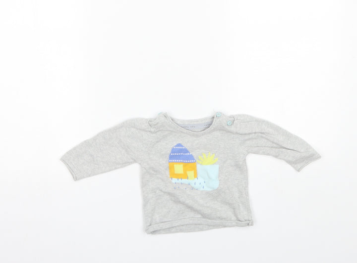 Marks and Spencer Baby Grey Cotton Pullover Jumper Size 6-9 Months