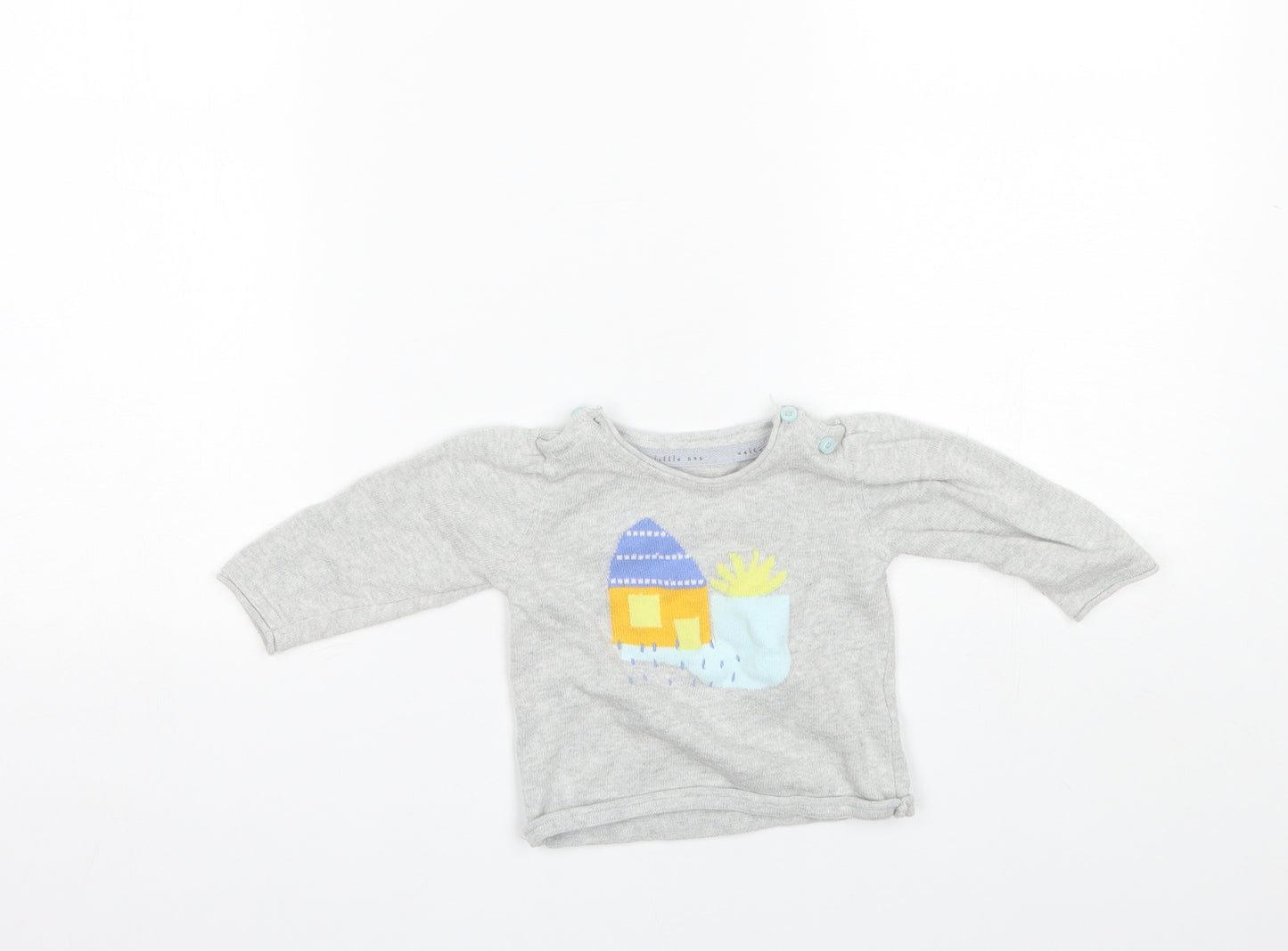 Marks and Spencer Baby Grey  Cotton Pullover Jumper Size 6-9 Months