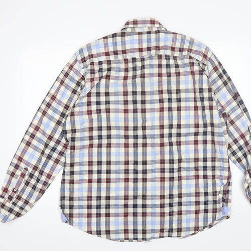 Marks and Spencer Mens Blue Plaid Cotton  Button-Up Size XL Collared