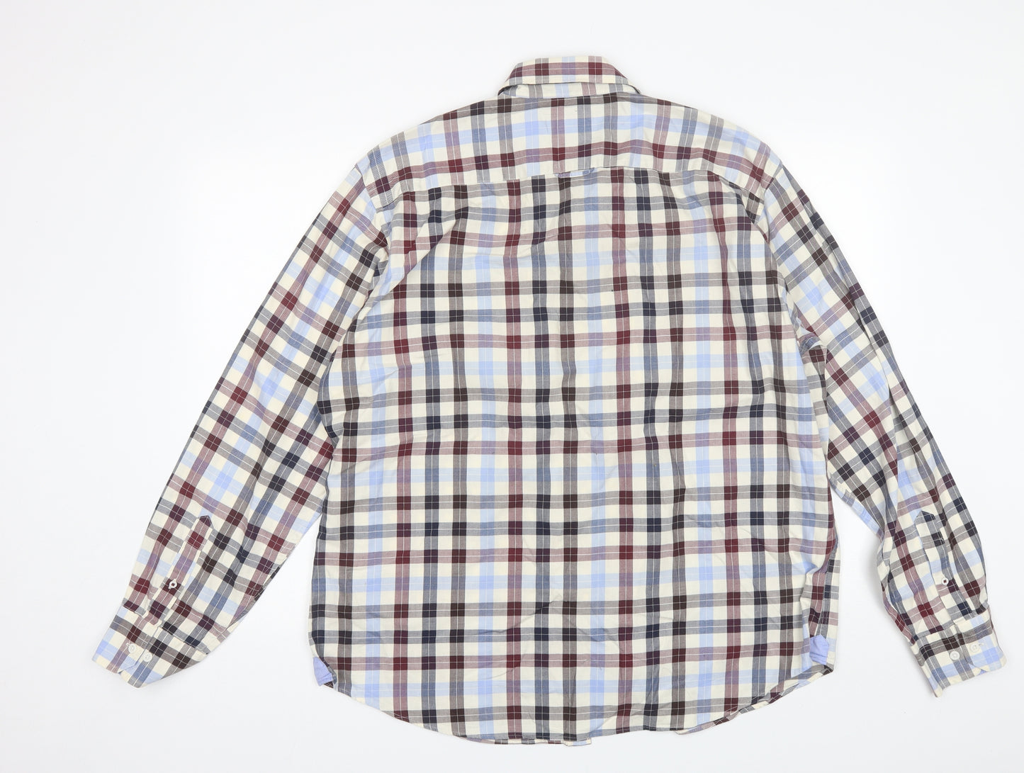 Marks and Spencer Mens Blue Plaid Cotton  Button-Up Size XL Collared