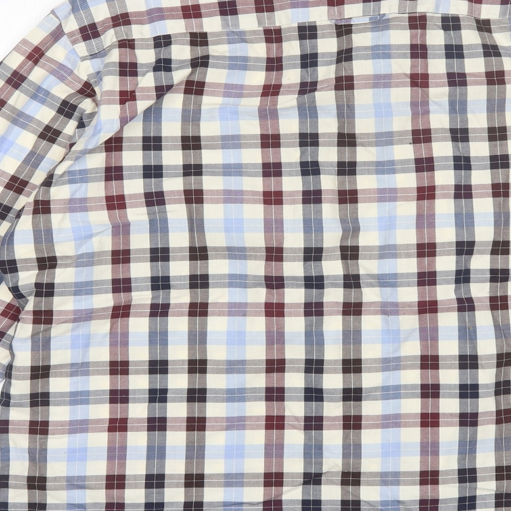Marks and Spencer Mens Blue Plaid Cotton  Button-Up Size XL Collared
