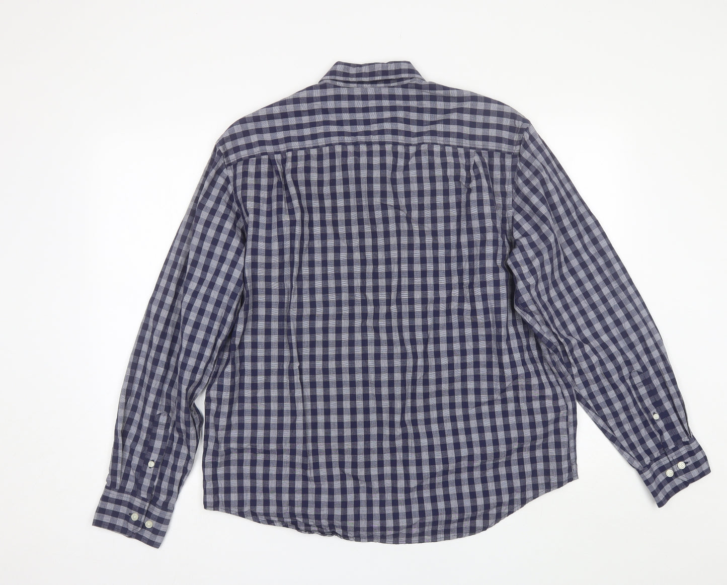 Marks and Spencer Mens Blue Plaid Cotton  Button-Up Size L Collared
