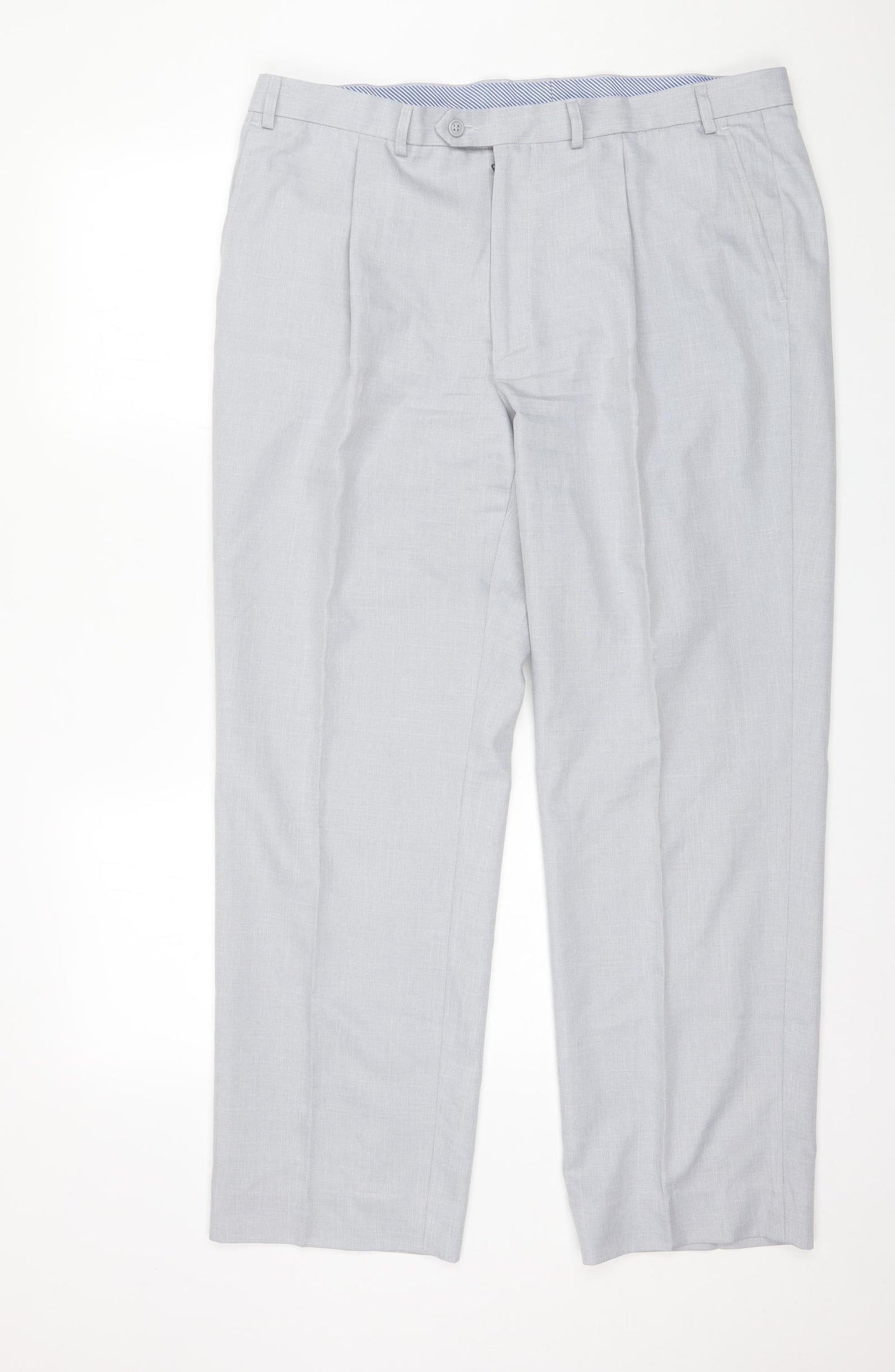 Marks and Spencer Mens Blue  Polyester Dress Pants Trousers Size 40 L33 in Regular