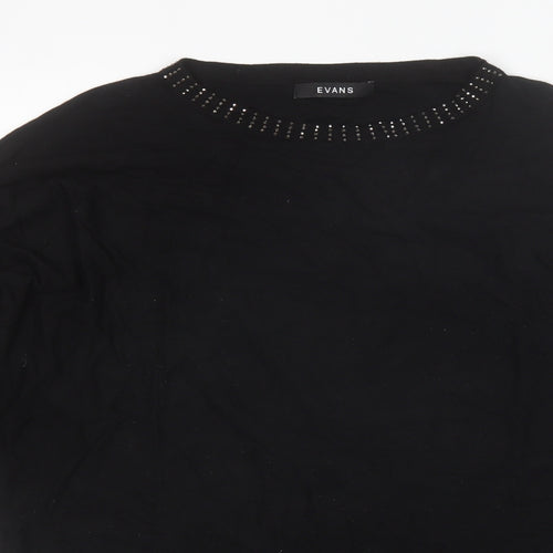 Evans Womens Black Round Neck  Viscose Pullover Jumper Size 14