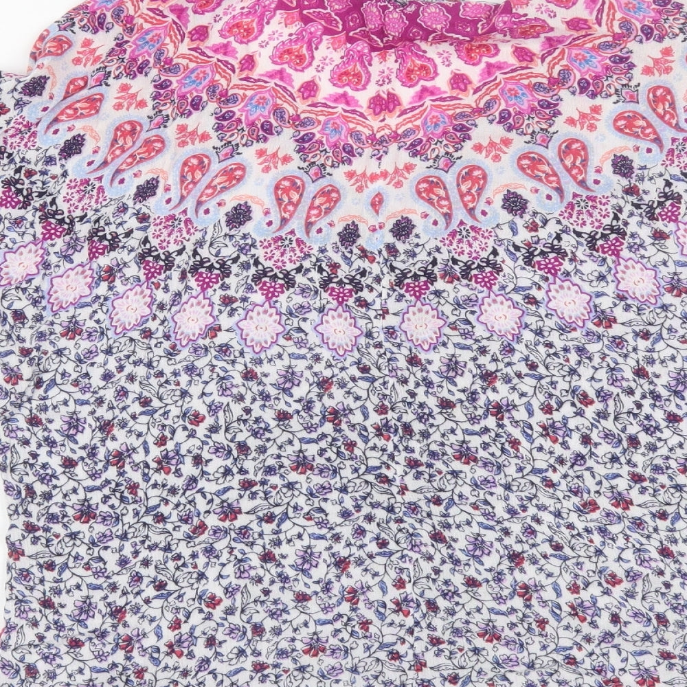 Monsoon Womens Pink Floral Viscose Basic Blouse Size S V-Neck - beach