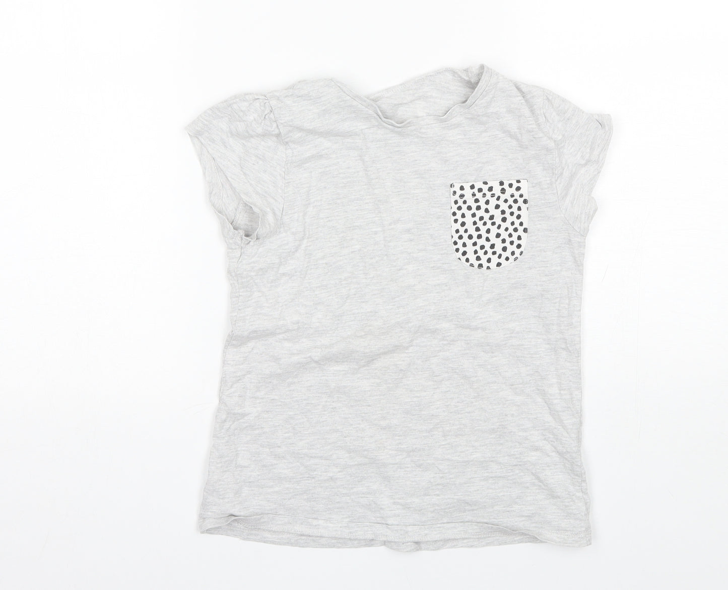 George Girls Grey  Cotton Basic T-Shirt Size 9-10 Years Round Neck