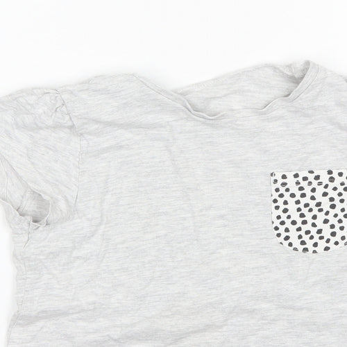 George Girls Grey  Cotton Basic T-Shirt Size 9-10 Years Round Neck