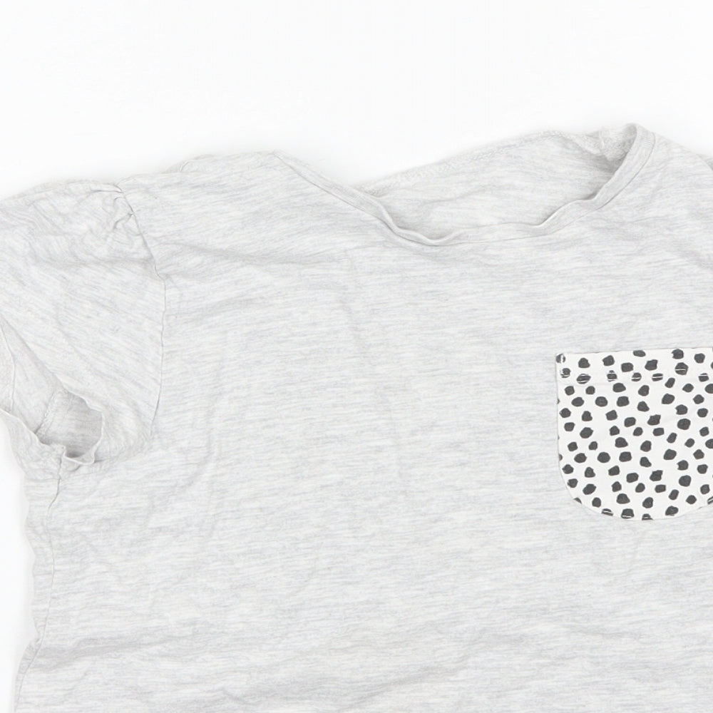 George Girls Grey  Cotton Basic T-Shirt Size 9-10 Years Round Neck