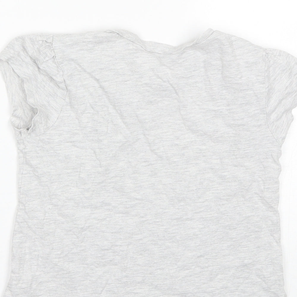 George Girls Grey  Cotton Basic T-Shirt Size 9-10 Years Round Neck