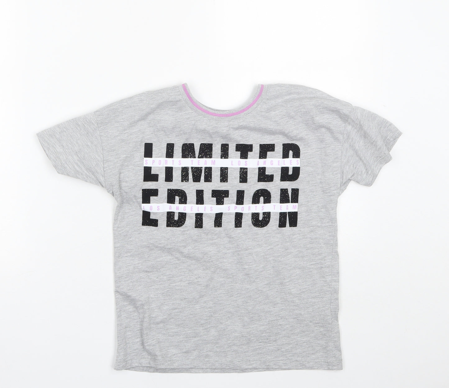 George Girls Grey  Polyester Basic T-Shirt Size 10-11 Years Round Neck