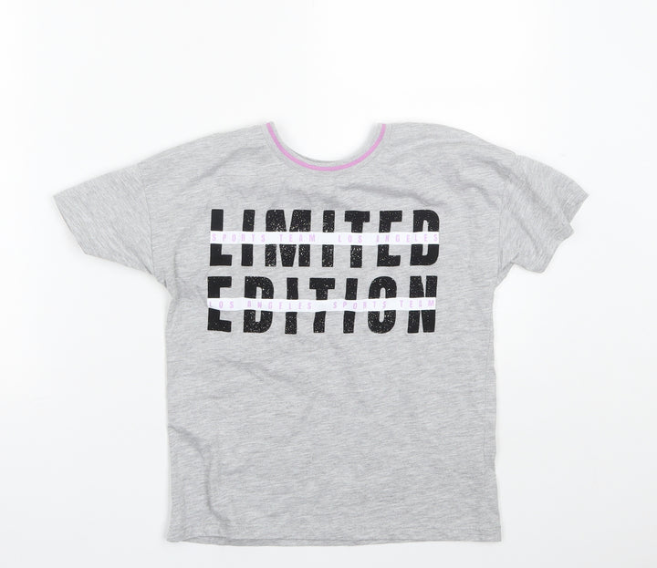 George Girls Grey  Polyester Basic T-Shirt Size 10-11 Years Round Neck