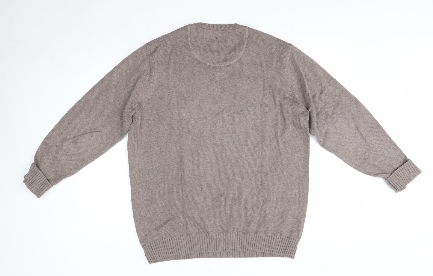 Maine Mens Brown Round Neck  Cotton Pullover Jumper Size M