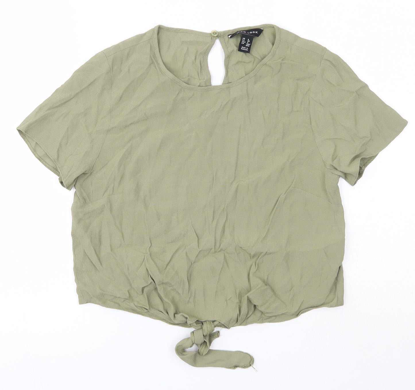 New Look Womens Green  Viscose Basic Blouse Size 8 Round Neck
