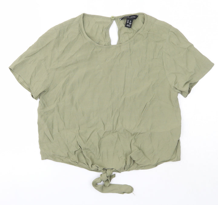 New Look Womens Green  Viscose Basic Blouse Size 8 Round Neck