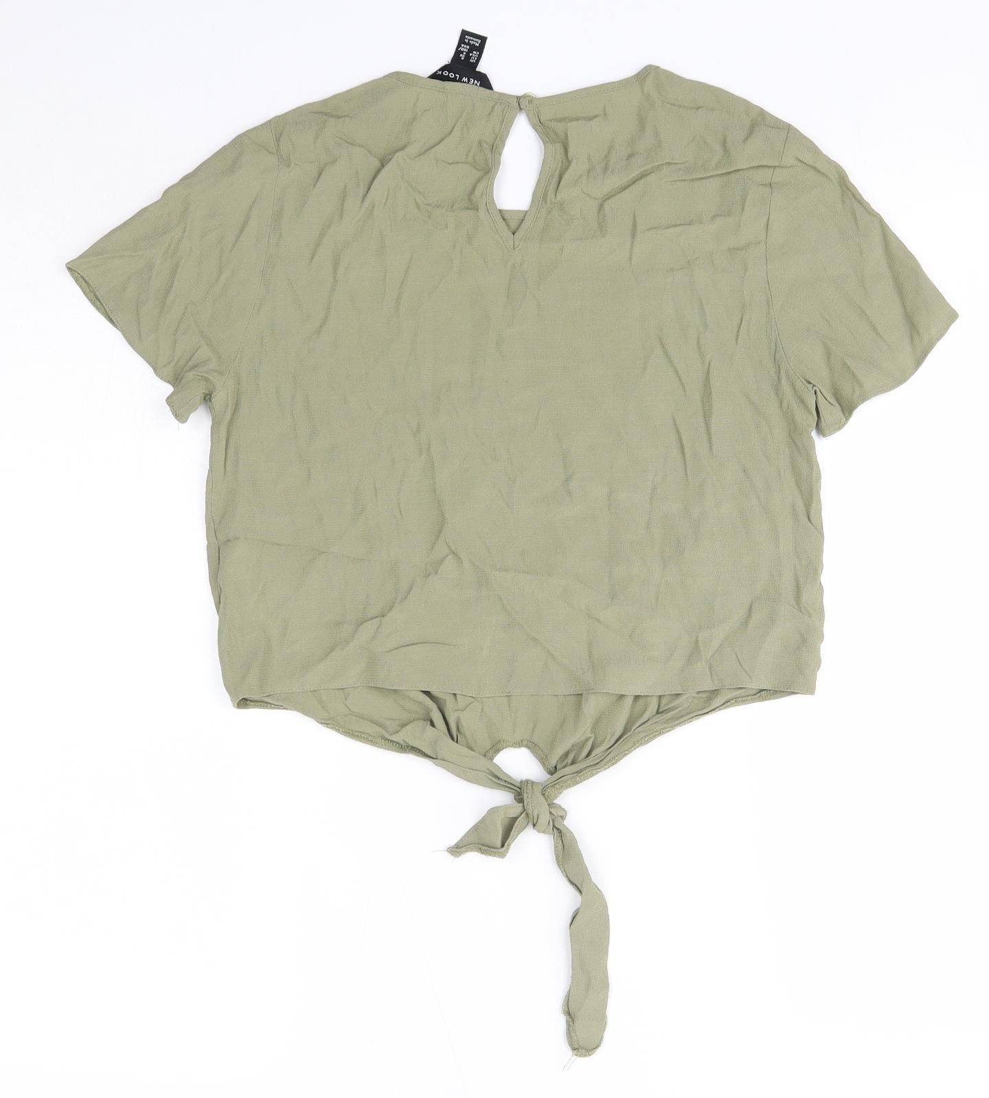 New Look Womens Green  Viscose Basic Blouse Size 8 Round Neck